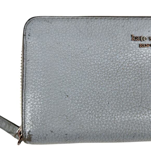 Kate Spade New York Zip-Around Leather Wallet – Light Blue Preowned with Flaws - Picture 6 of 8